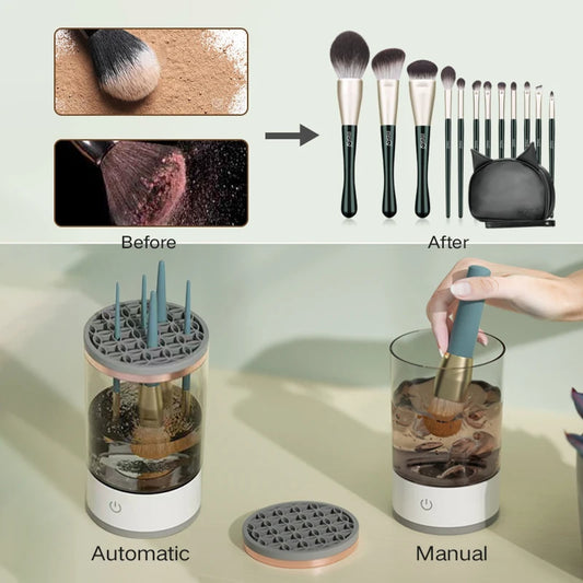 Nettoyeur de Pinceaux Maquillage Électrique 3 en 1